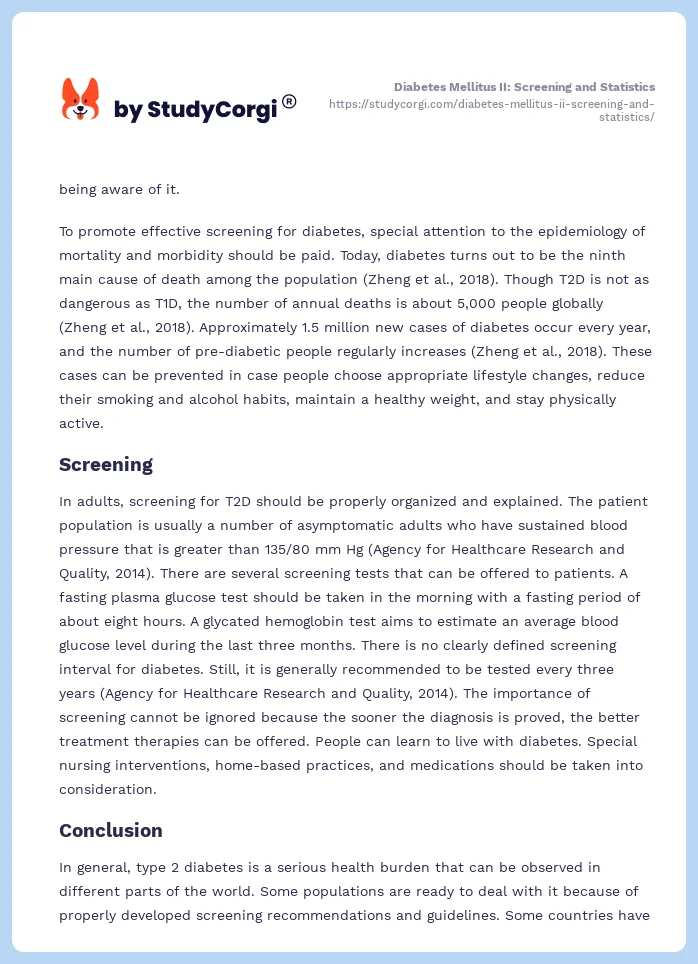 Diabetes Mellitus II: Screening and Statistics. Page 2