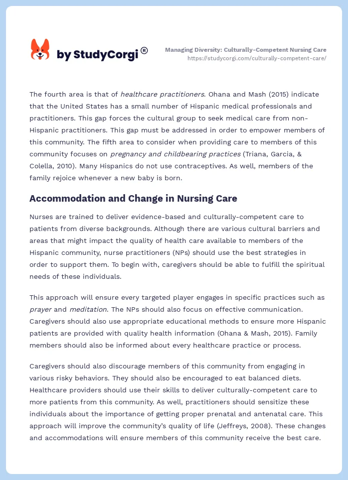 Managing Diversity: Culturally-Competent Nursing Care. Page 2