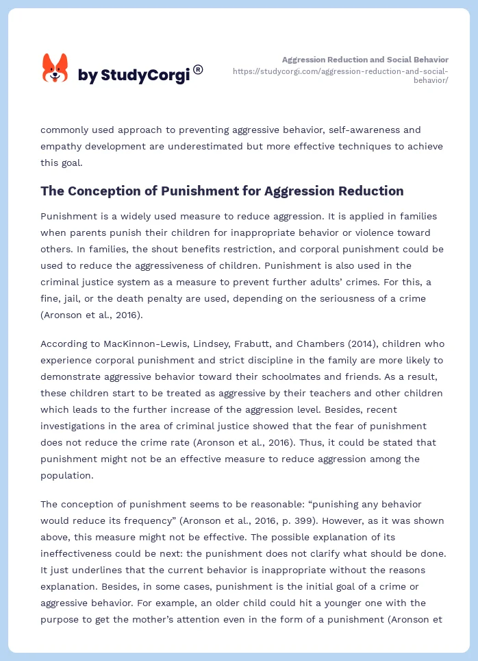 Aggression Reduction and Social Behavior. Page 2