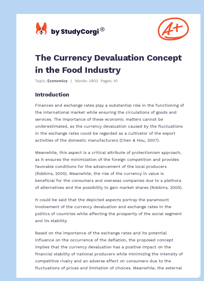 The Currency Devaluation Concept in the Food Industry. Page 1