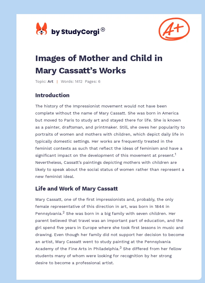 Images of Mother and Child in Mary Cassatt’s Works. Page 1