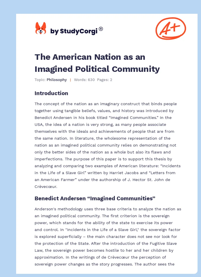 The American Nation as an Imagined Political Community. Page 1