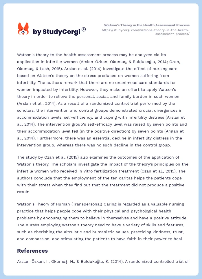 Watson's Theory in the Health Assessment Process. Page 2
