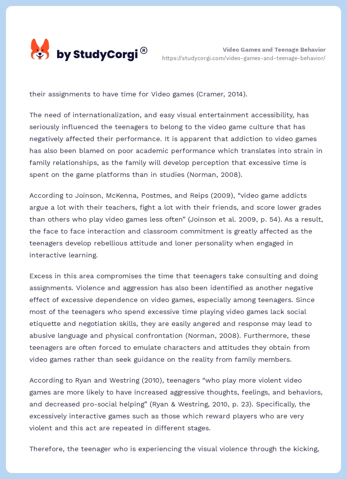 Video Games and Teenage Behavior. Page 2