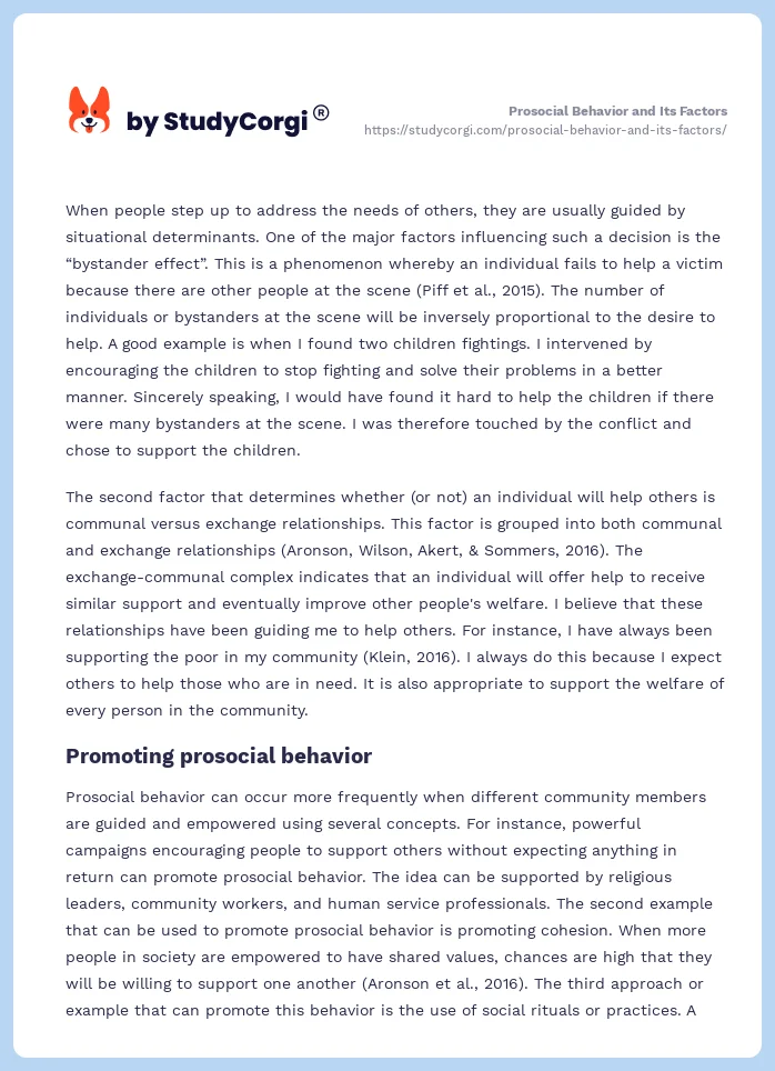Prosocial Behavior and Its Factors. Page 2