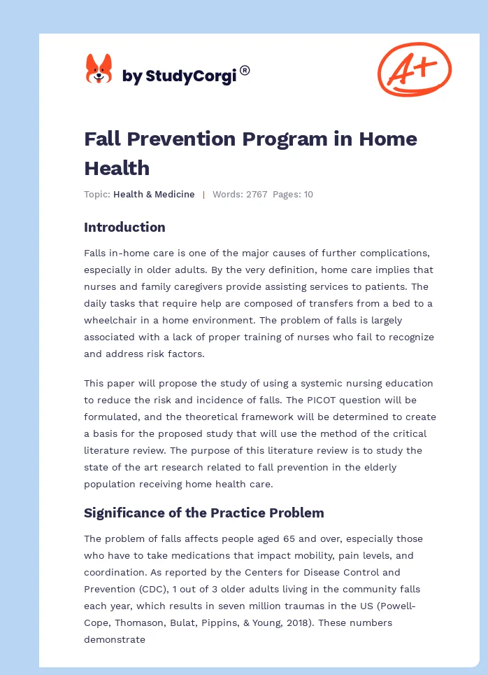 Fall Prevention Program in Home Health. Page 1