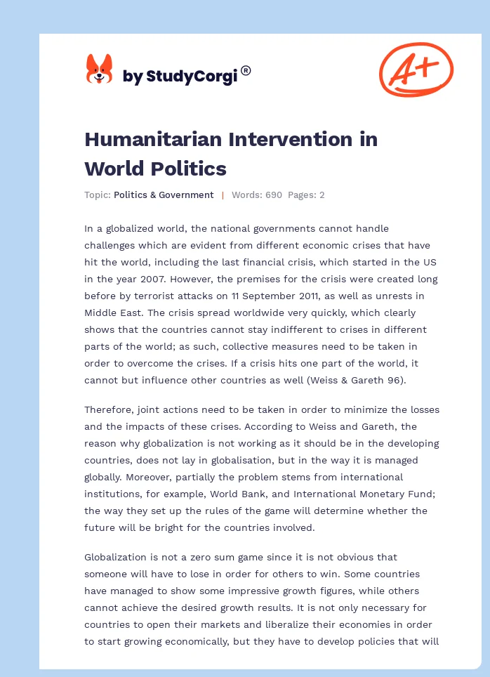 Humanitarian Intervention in World Politics. Page 1