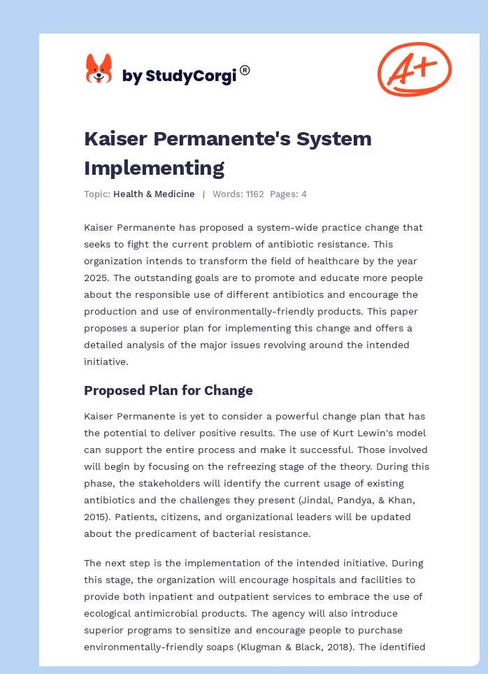 Kaiser Permanente's System Implementing. Page 1