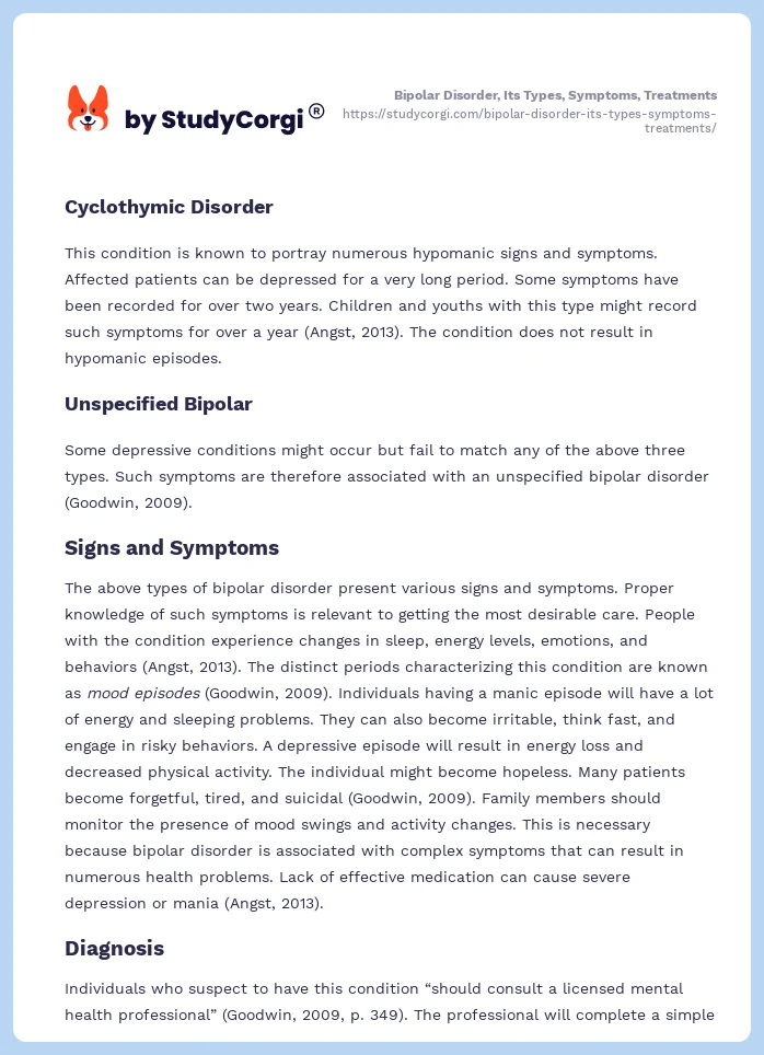 Bipolar Disorder, Its Types, Symptoms, Treatments. Page 2