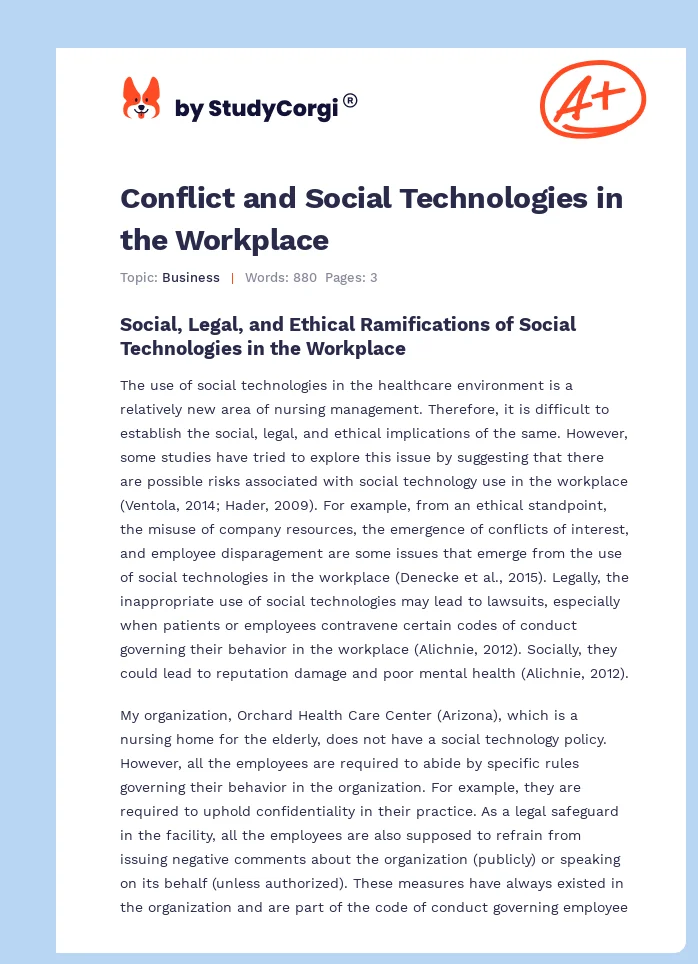 Conflict and Social Technologies in the Workplace. Page 1