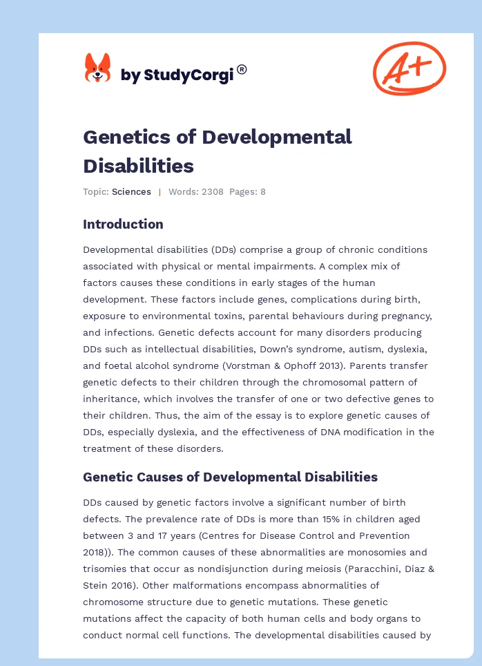 Genetics of Developmental Disabilities. Page 1
