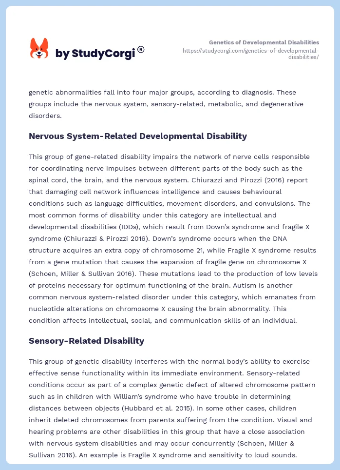 Genetics of Developmental Disabilities. Page 2