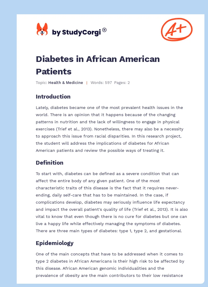 Diabetes in African American Patients. Page 1