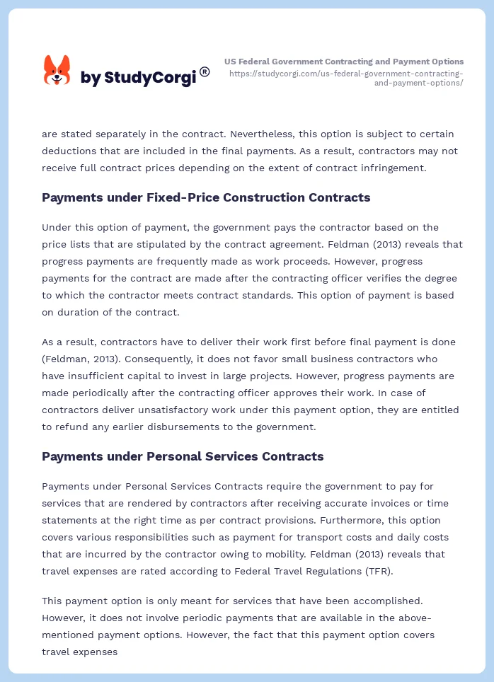 US Federal Government Contracting and Payment Options. Page 2