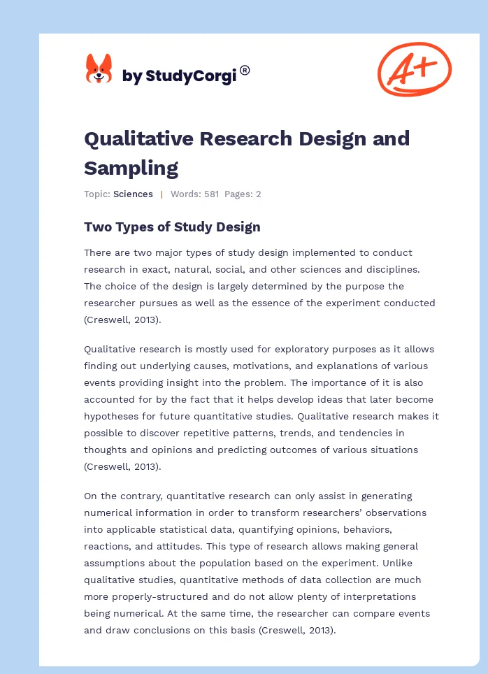 Qualitative Research Design and Sampling. Page 1