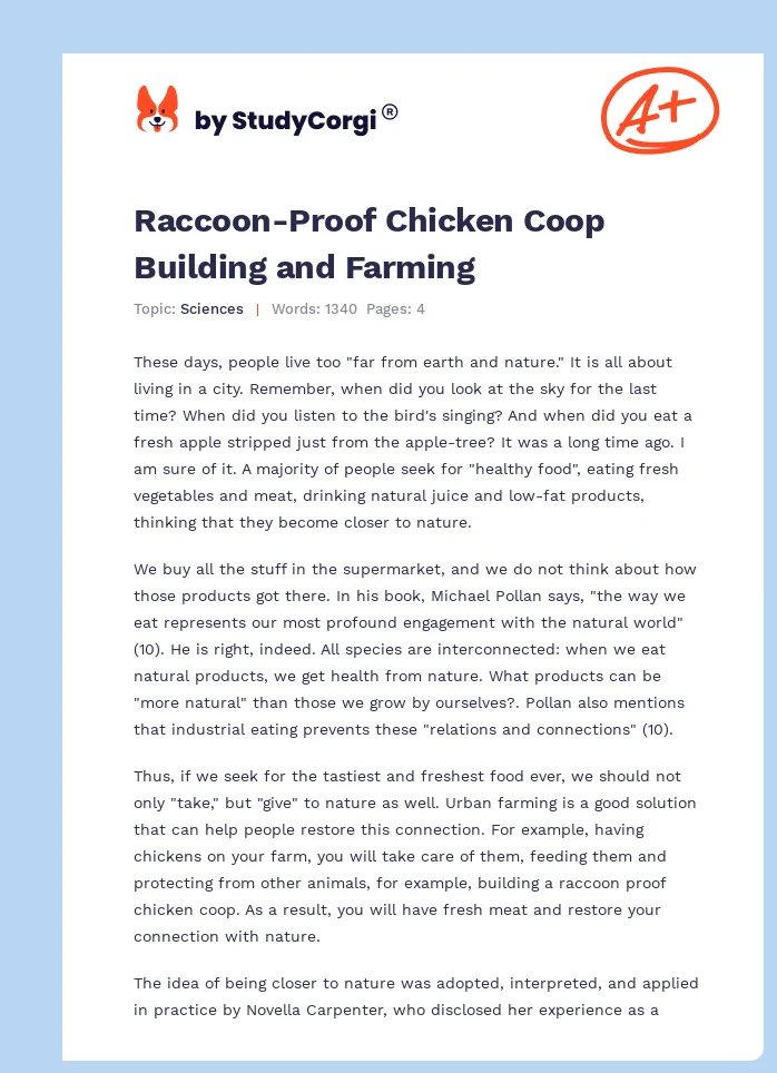 Raccoon-Proof Chicken Coop Building and Farming. Page 1