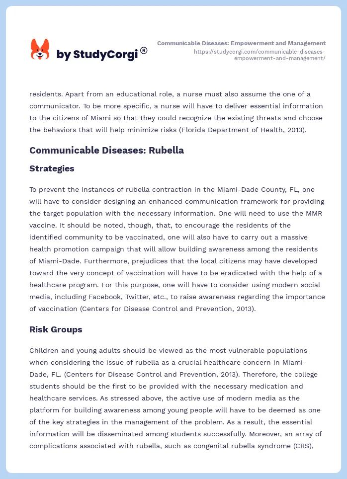 Communicable Diseases: Empowerment and Management. Page 2