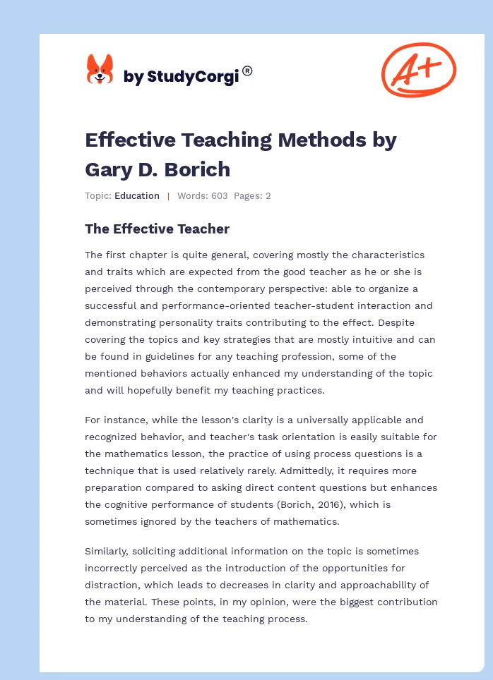 Effective Teaching Methods by Gary D. Borich. Page 1