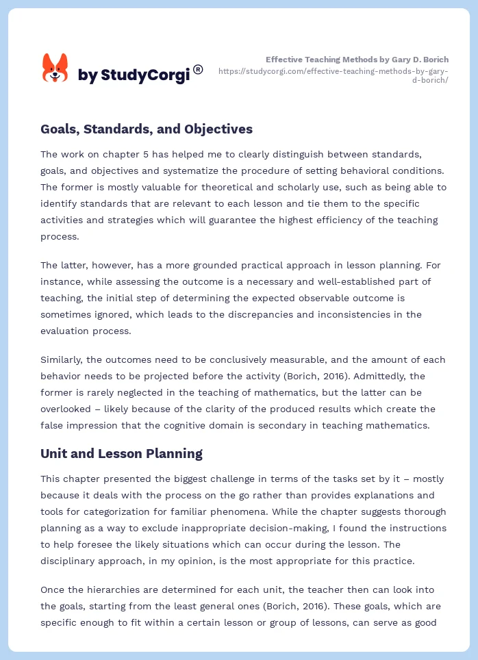 Effective Teaching Methods by Gary D. Borich. Page 2