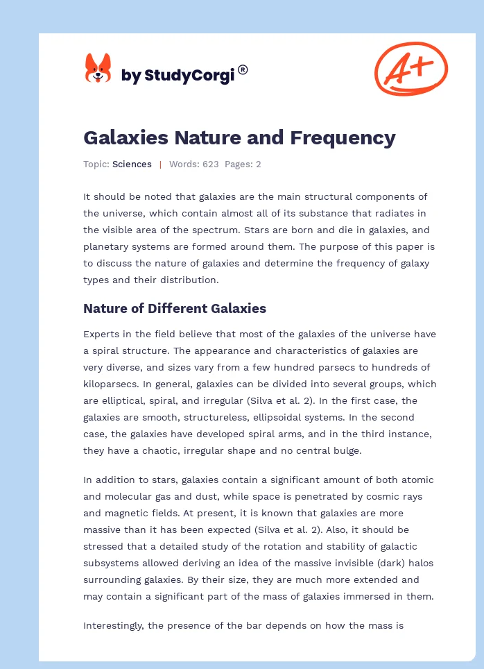 Galaxies Nature and Frequency. Page 1