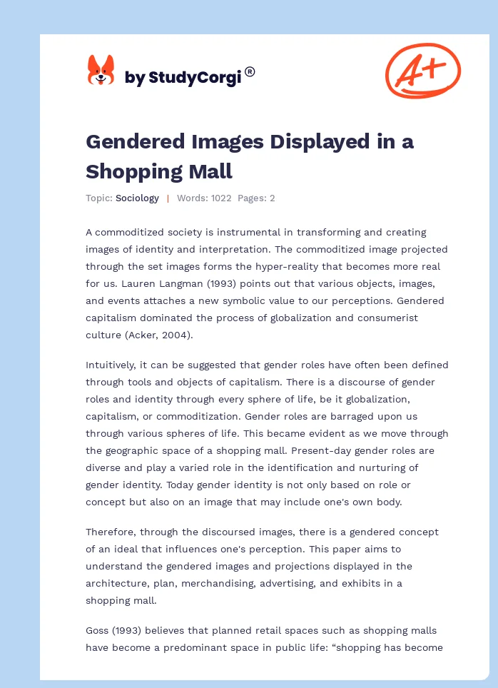 Gendered Images Displayed in a Shopping Mall. Page 1