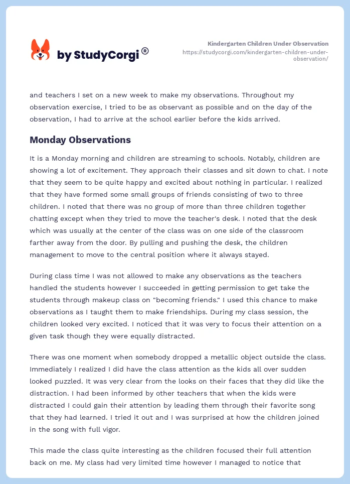 Kindergarten Children Under Observation. Page 2