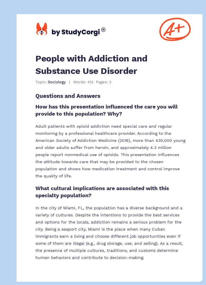 People with Addiction and Substance Use Disorder. Page 1