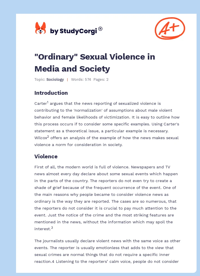 "Ordinary" Sexual Violence in Media and Society. Page 1