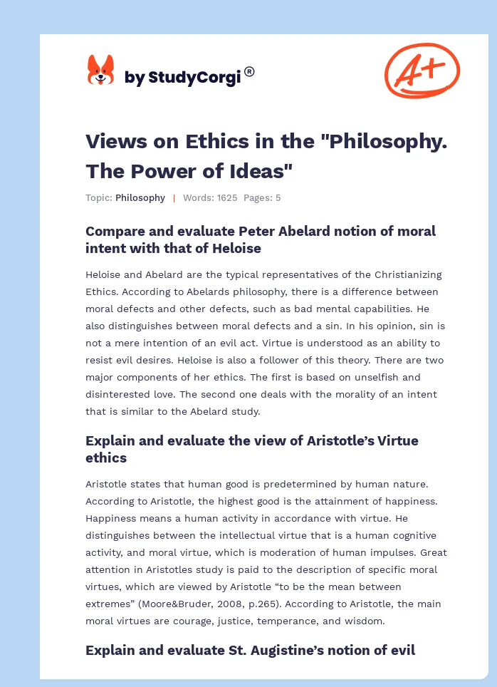 Views on Ethics in the "Philosophy. The Power of Ideas". Page 1