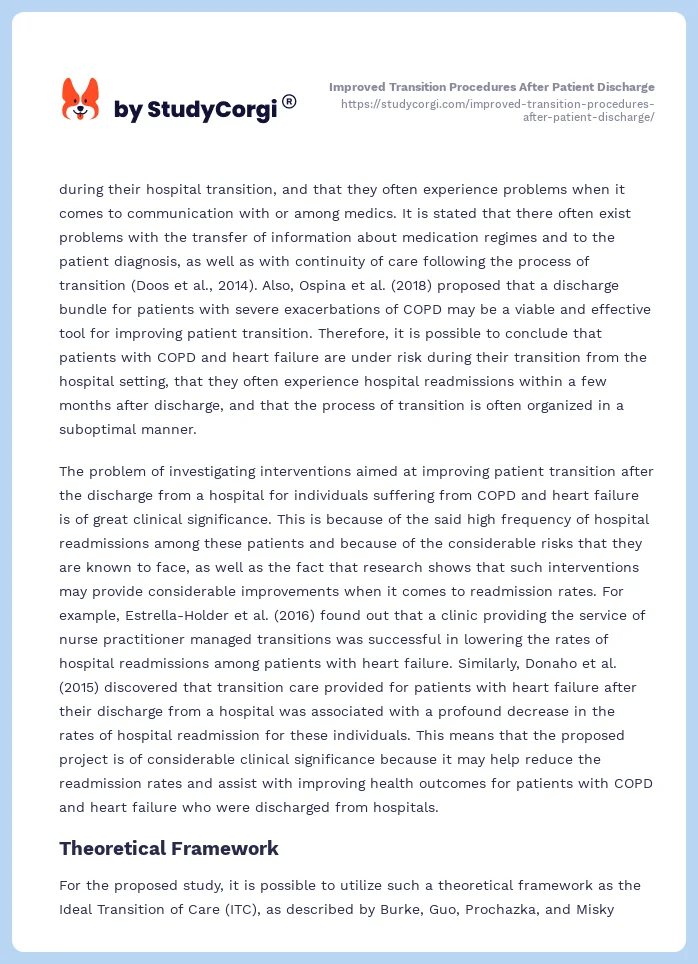 Improved Transition Procedures After Patient Discharge. Page 2