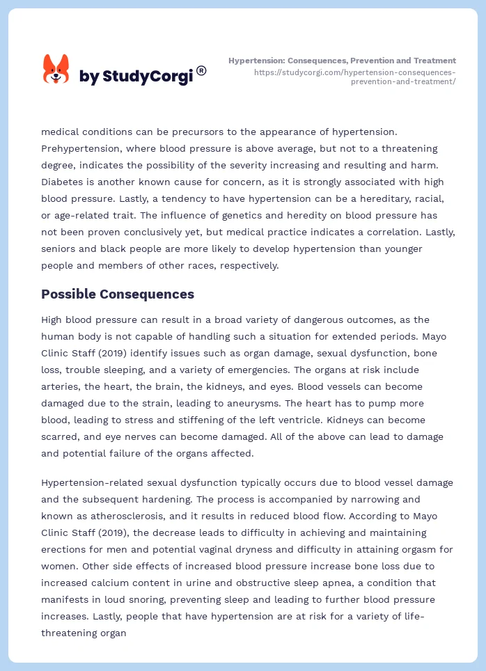 Hypertension: Consequences, Prevention and Treatment. Page 2