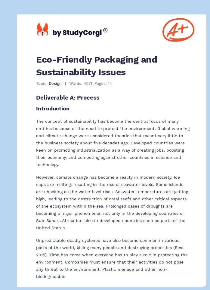 Eco-Friendly Packaging and Sustainability Issues. Page 1