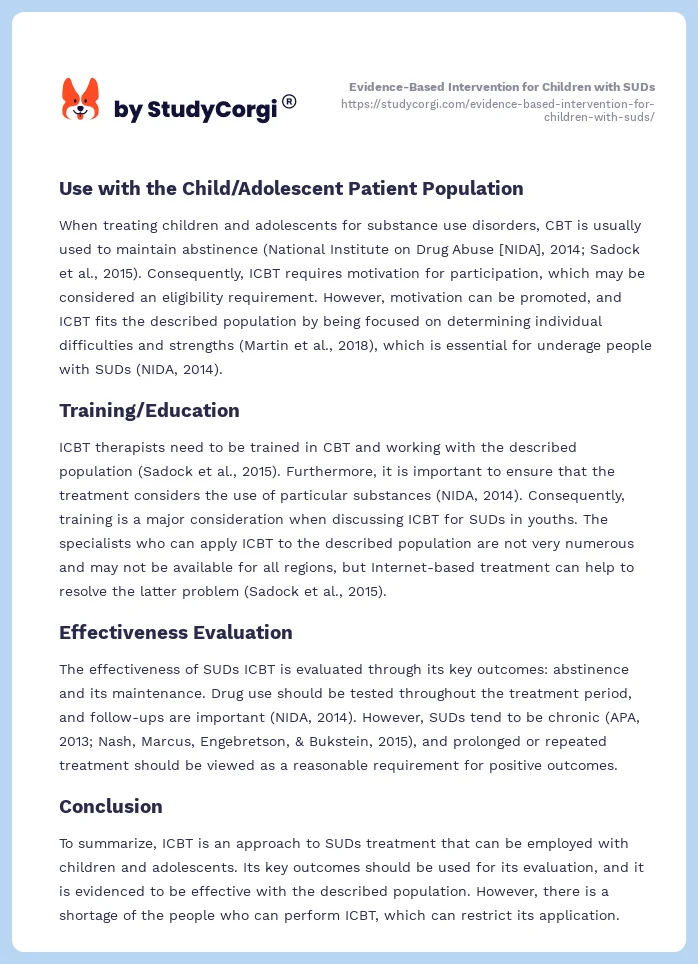 Evidence-Based Intervention for Children with SUDs. Page 2