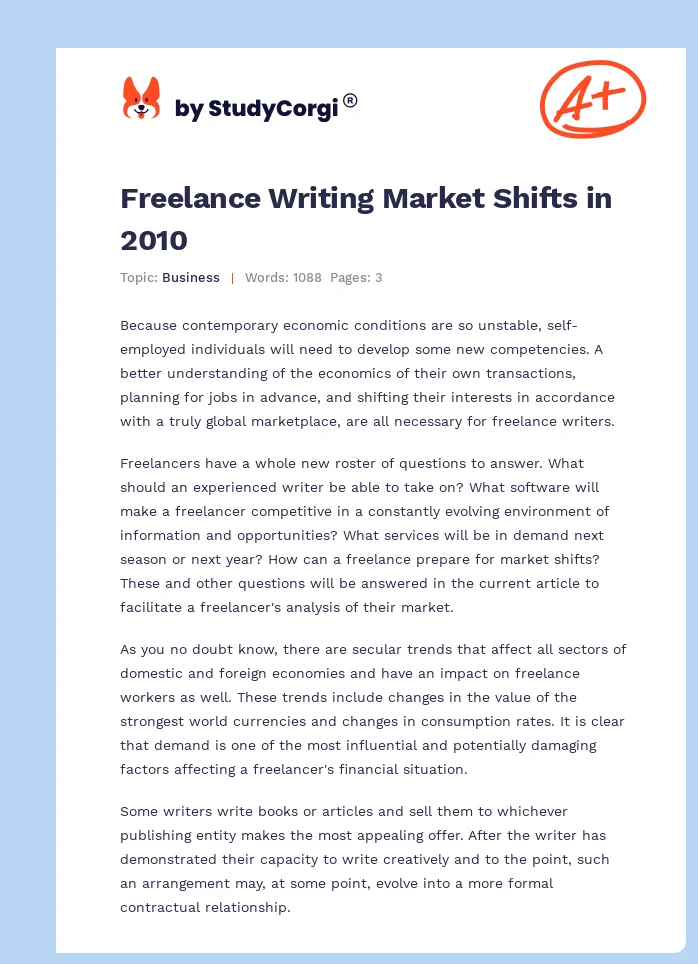 Freelance Writing Market Shifts in 2010. Page 1