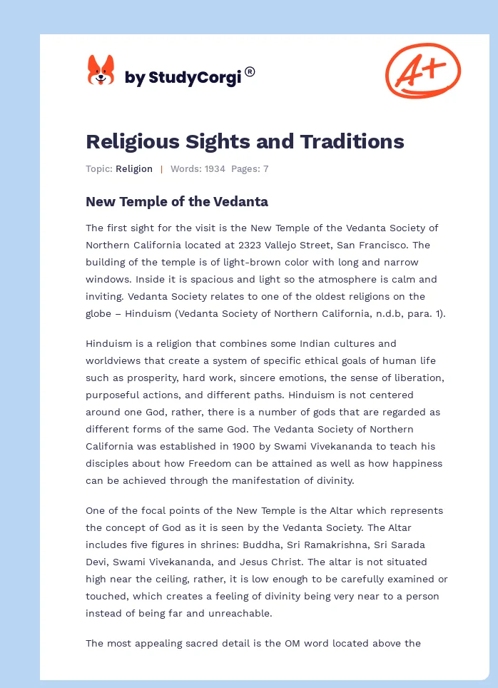 Religious Sights and Traditions. Page 1