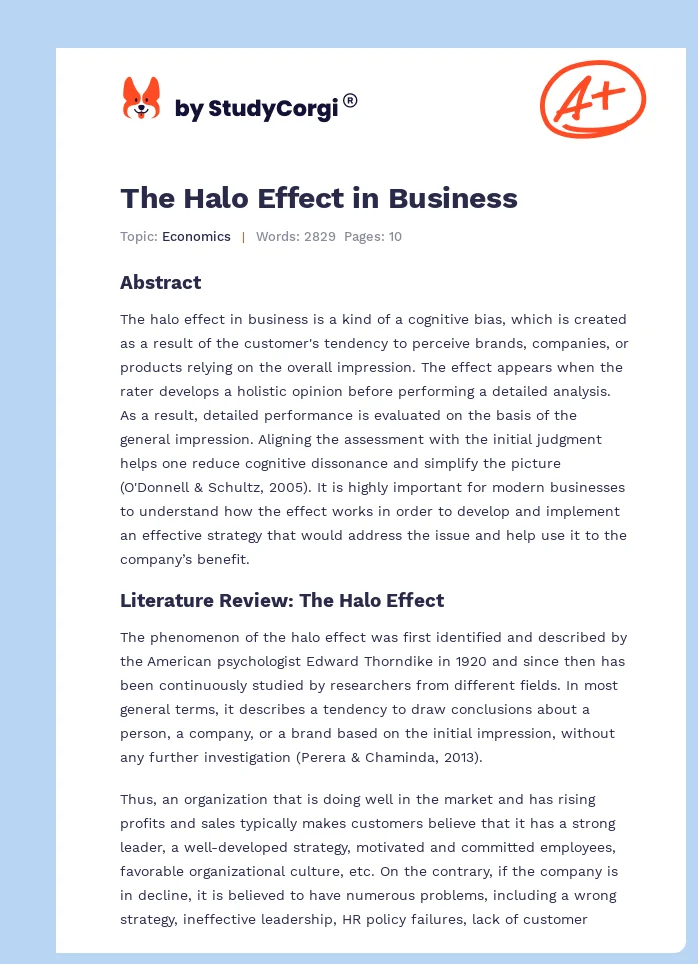 The Halo Effect in Business. Page 1