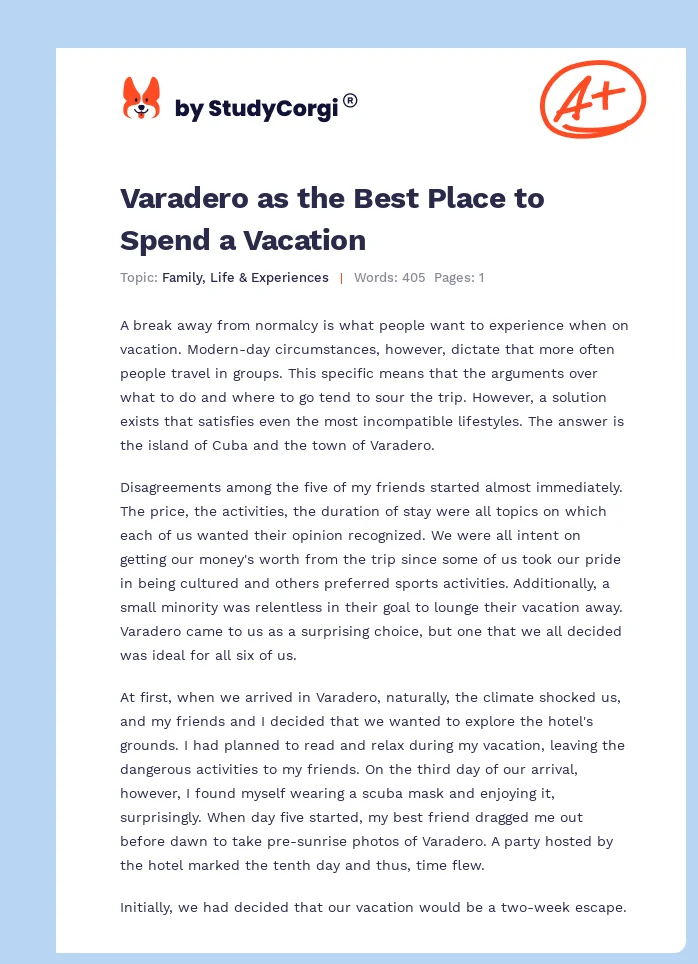 Varadero as the Best Place to Spend a Vacation. Page 1