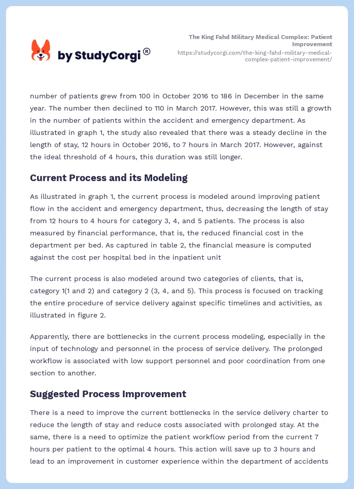 The King Fahd Military Medical Complex: Patient Improvement. Page 2