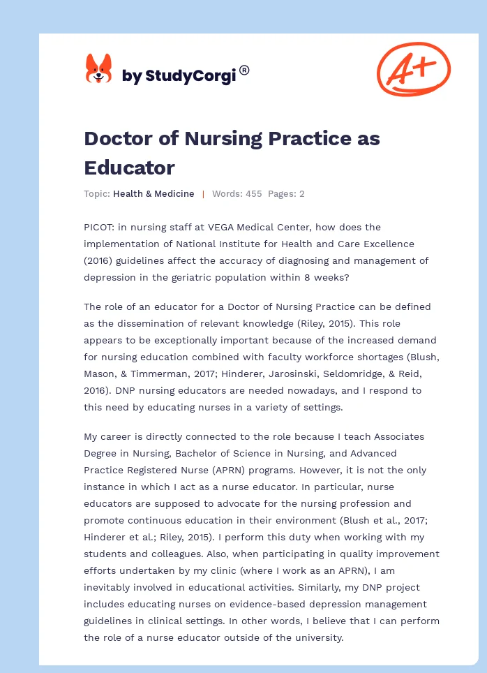 Doctor of Nursing Practice as Educator. Page 1