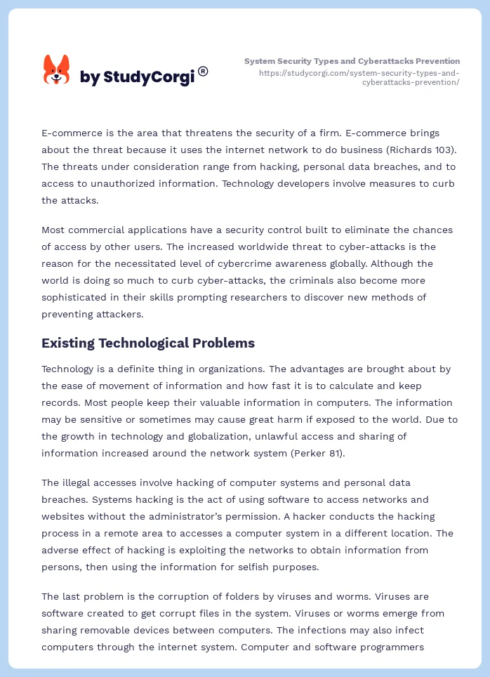 System Security Types and Cyberattacks Prevention. Page 2