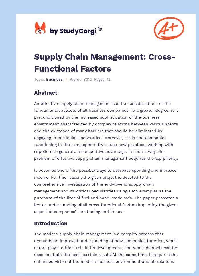Supply Chain Management: Cross-Functional Factors. Page 1