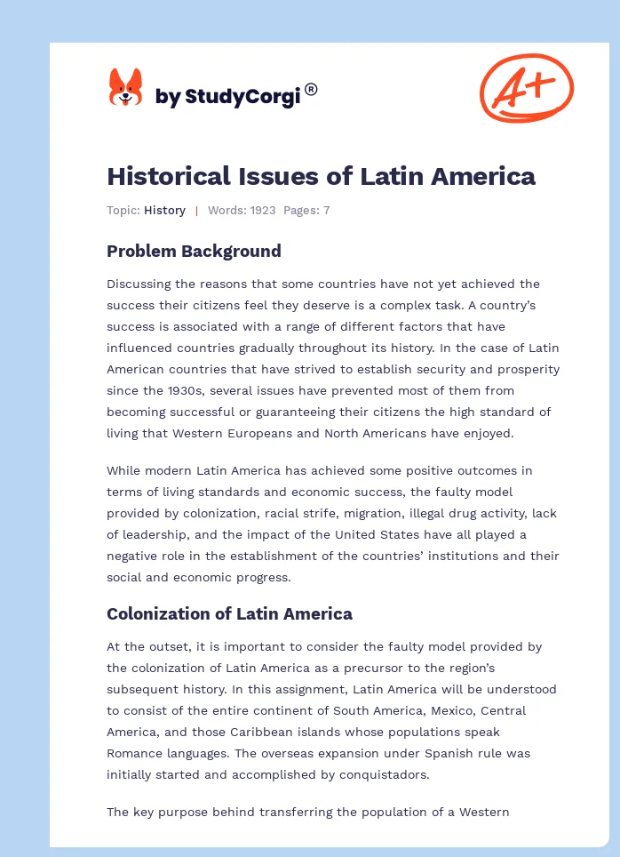 Historical Issues of Latin America. Page 1