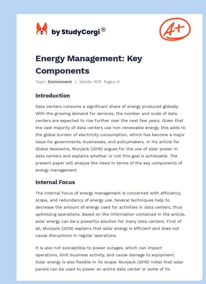 Energy Management: Key Components. Page 1