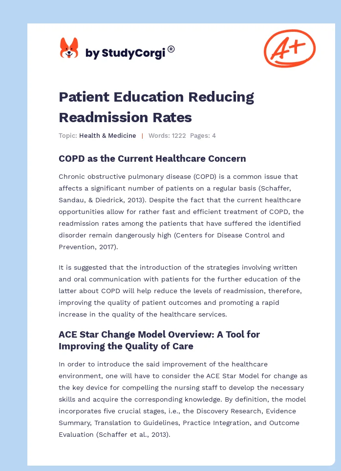 Patient Education Reducing Readmission Rates. Page 1