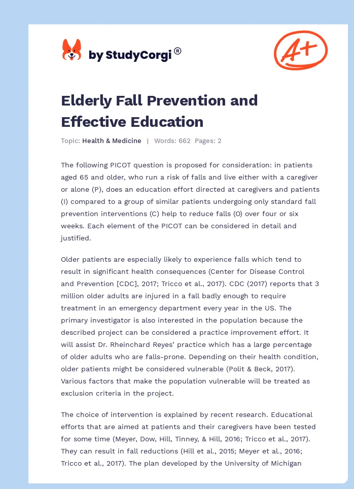 Elderly Fall Prevention and Effective Education. Page 1