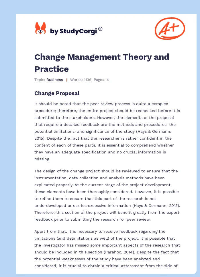 Change Management Theory and Practice. Page 1