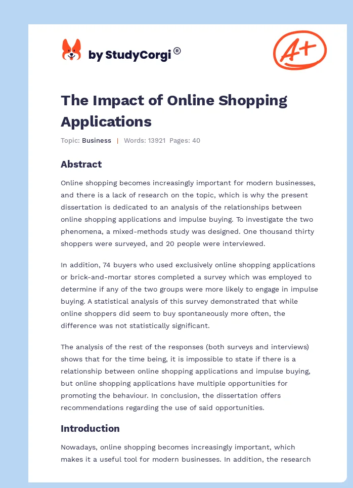 The Impact of Online Shopping Applications. Page 1
