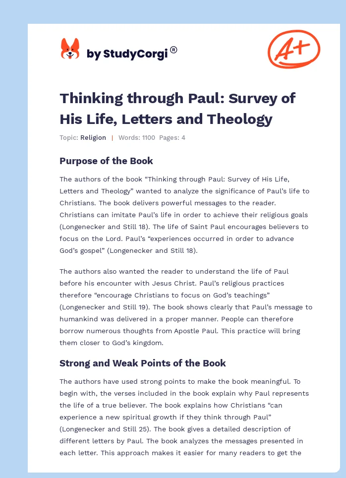 Thinking through Paul: Survey of His Life, Letters and Theology. Page 1