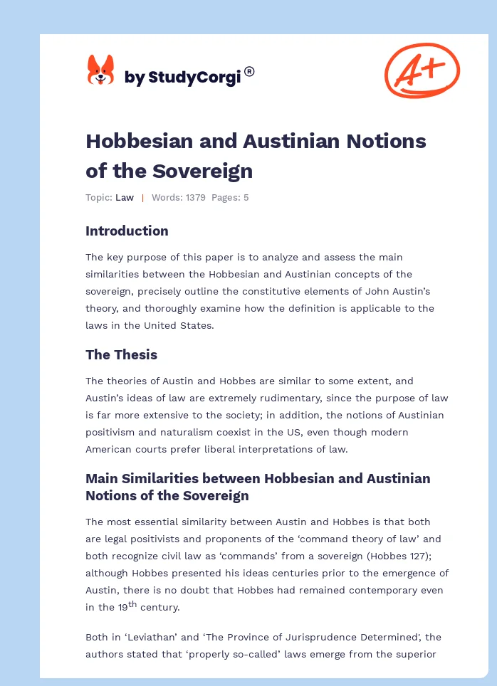 Hobbesian and Austinian Notions of the Sovereign. Page 1