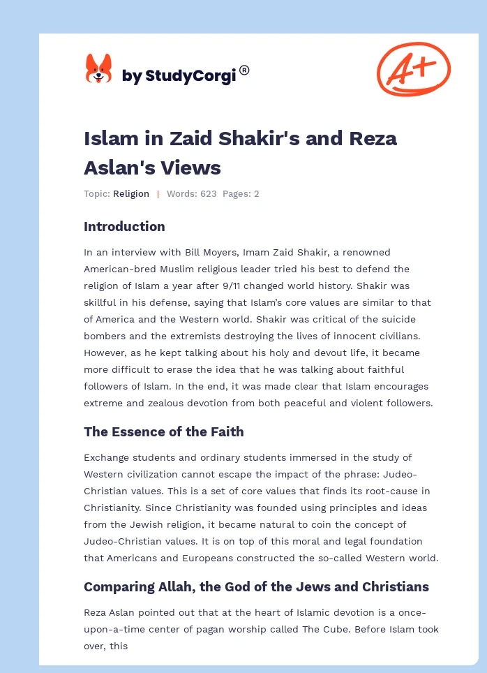 Islam in Zaid Shakir's and Reza Aslan's Views. Page 1